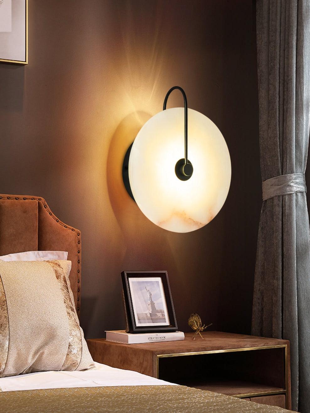 Lyra - Marble Circular Wall Sconce - InspiraDesigns 