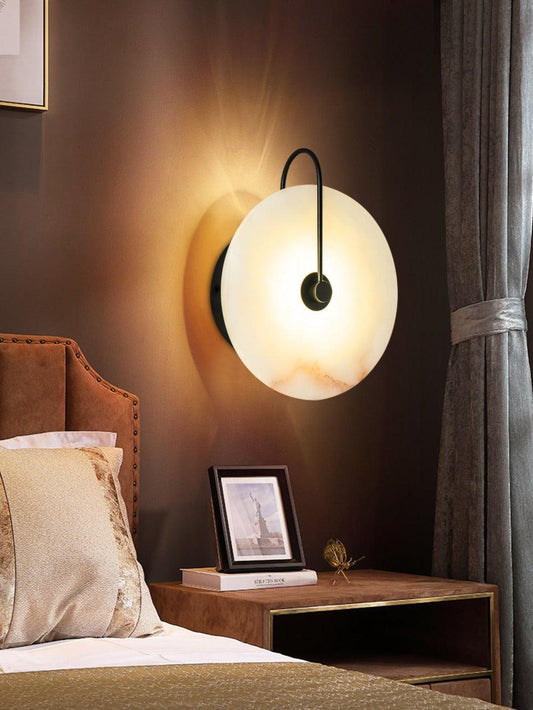 Lyra - Marble Circular Wall Sconce - InspiraDesigns 