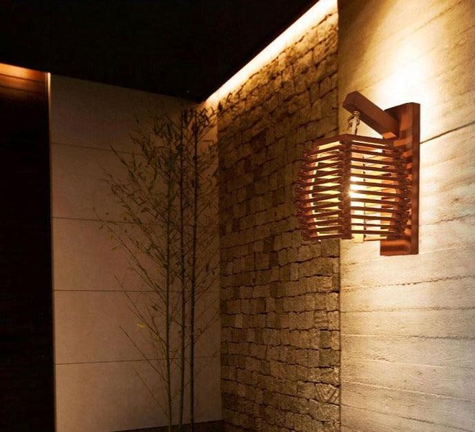 Willow - Wooden Lantern Wall Lamp - InspiraDesigns 